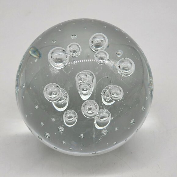Large Murano Style Glass Bubbles Paperweight Orb Decor 4" Clear - Picture 5 of 9